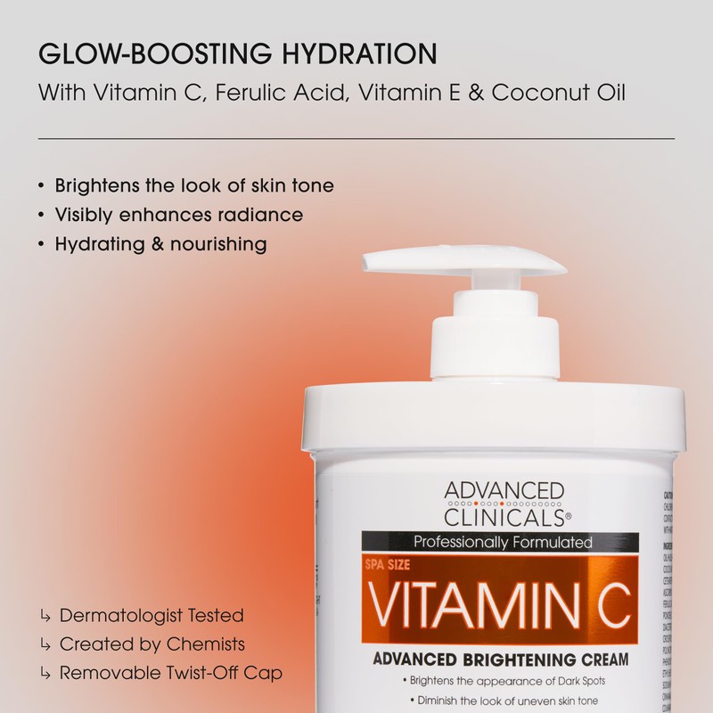 Advanced Clinicals Vitamin C Cream Visibly Brightening Body Lotion |