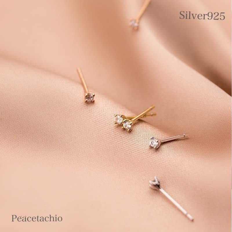 Silver 925 Earrings, Ultra Small, 0.08 inch (2 mm), Simple,