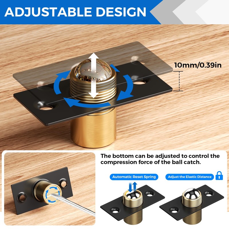 5 Pack Adjustable Ball Latches Silent Ball Catch Using Noise