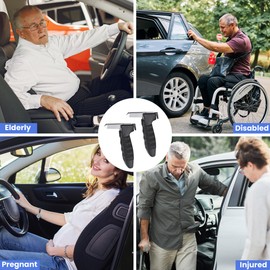 Zocipro 2Pcs Car Door Handle for Elderly, Multifunctional Car Grab Handle Assist Support Handle, Car Door Latch Handle Assist Mobility Aid for Seniors, Disabled (Black)