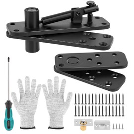 Bisagra oculta para puerta con rotación de 360 ​​grados, Bisagra oculta para puerta de 570 libras, bisagra de pivote oscilante de hardware para puerta de madera y puerta secreta (Negro)