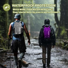 VPBAGE 15L Highly Water-resistant Hiking Daypack, Small Backpack Travel Outdoor, Lightweight Day Pack with Tool Loops, A-light Grey, Waterproof Hiking Daypack Day Pack