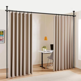 Room Divider No Drilling Curtain Rod Wall Divider for Room Separation, 4-10ft(H) 28-70inch(W) Adjustable,Heavy Duty Floor to Ceiling Portable Hanging Wall Divider for Space Partitions,Black