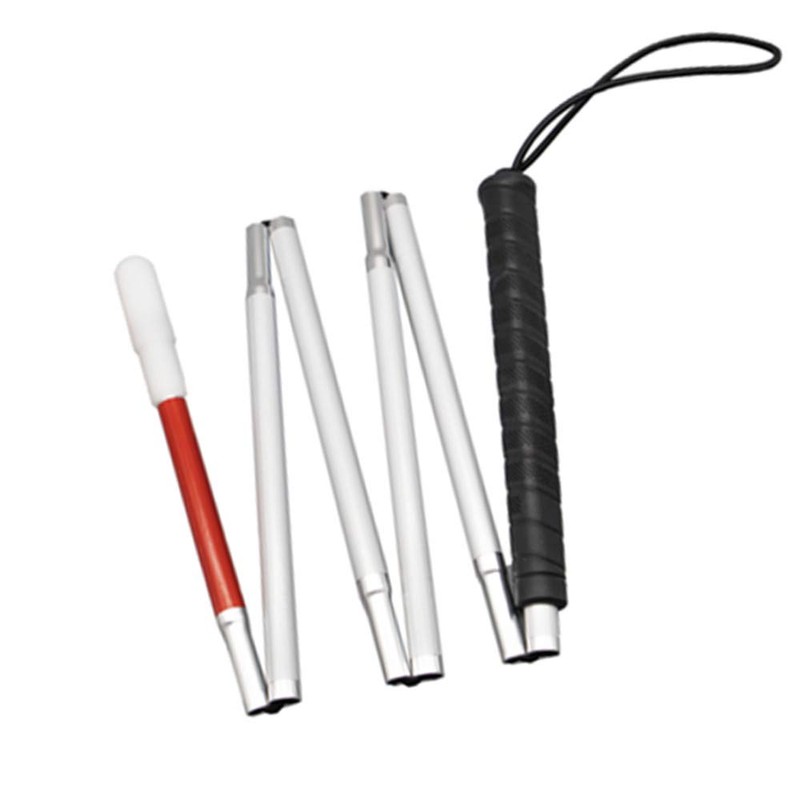 White Cane, Aluminum Folding Cane for the Blind,Folds Down 6