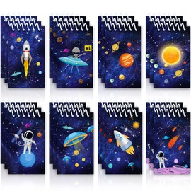 Outus 24 Pieces Space Mini Notepads, Astronaut Rocket Memo Spiral Tiny Notebooks Teacher Classroom Reward Supply for Boys Girls Solar System Planet