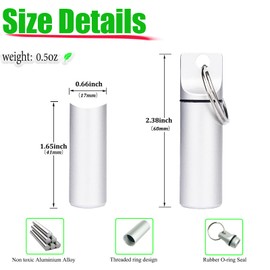 Morn Light 2 Pack Travel Pill Box with Keychain Spoon Portable Small Pill Case Waterproof Metal Pill Holder Mini Pill Bottle Container with Necklace Spoon（Matte Black and Matte Silver）