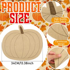 Gandeer 6 Pcs Fall Thanksgiving Pumpkin Placemats Fall Autumn Table Decorations 13.4 x 11.8 inch Indoor Farmhouse Harvest Pumpkins Table Round Placemats for Party Kitchen Dinning