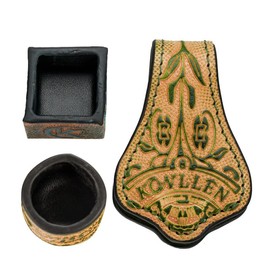 KONLLEN Leather Engraved Chalk Holder Bag Vegetable Tanned Leather Pool Cue Snooker Silent Billiard Accessories