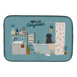 Caroline's Treasures CK7479DDM Black Labrador in Bathtub Dish Drying Mat Absorbent Dish Drying Mat Pad for Kitchen Counter Dish Drainer Mat for Countertop, 14 x 21", Multicolor