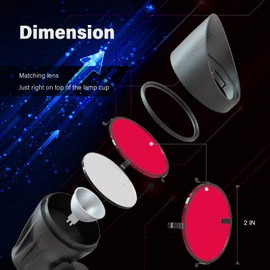 GOODSMANN Red Color Lenses Glass Filter with Metal Clip Transparent Color Correction Filter 3 Assorted Colors for Spotlight Flashlight Floodlight MR16 Bulbs LED and Halogen (Red)