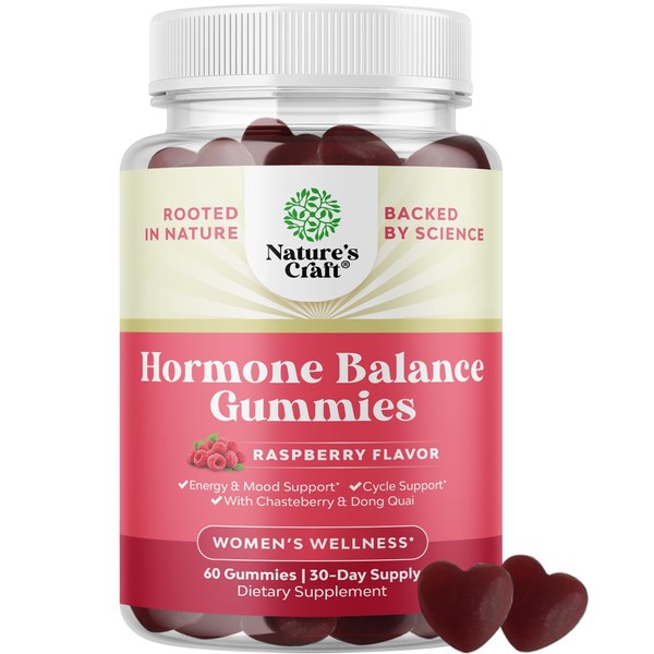 Hormone Balance for Women of All Ages - PMS Gummies and Cycle Support Supplements for Women with Vitamin B6 and Dong Quai Gummy Vitamin - Menopause and Mood Support Supplement PMS Support for Women