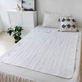 AIMS Heated Electric Blanket [S] Heated Under Bed Comfort Detachable Controller with 3 Heat Settings, Polyester, White Super Cosy Washable Fleece (SINGLE 140x70cm)