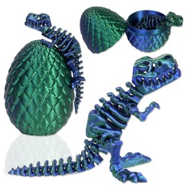 3D Dragon Egg 3D Dinosaur Figurines Printed Dinosaurs Skeletons Figures Mystery Crystal Dragon Egg Fidget Surprise for Easter Birthdays Fun Desk and Stress Relief (Laser Green)
