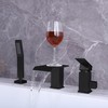 Beiyi Waterfall Roman Tub Faucet with Hand Shower Matte Black