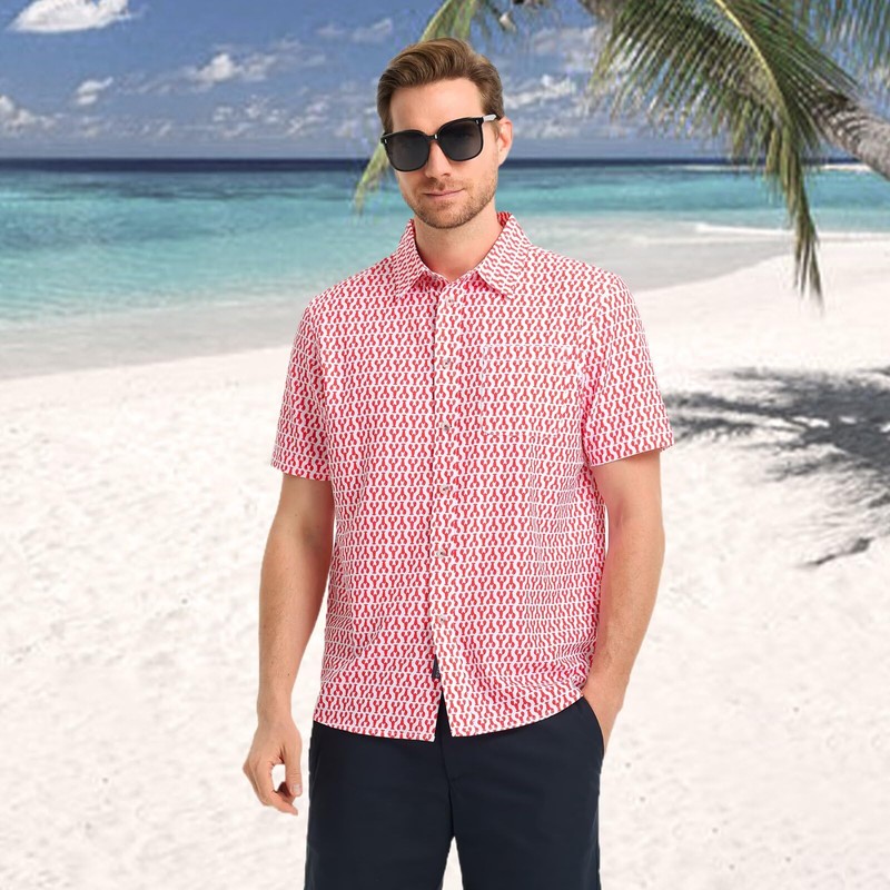 M MAELREG Button Down Shirt Men Pocket Summer Casual Funny
