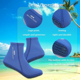 Skyone Dive Neoprene Socks Men Women, 3MM Wetsuit Scuba Socks, Sand Socks Diving Fin Socks Thermal Anti Slip Flexible (3MM Blue, M)