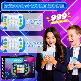 LEEWENYAN Handheld Game Console, Quick Push Game Fidget Toys for Children Adults, Pop Game Electronic Game Anti-Stress Toy Gifts for Kids (Blue)