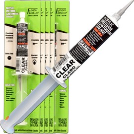 Finish Line Caulk – Acrylic Urethane Elastomeric Sealant – Pre-Filled Precision Caulk Gun – Clear – 5-Pack – Flexible & Durable Translucent Sealant for Trim, Baseboards, and Small Cracks