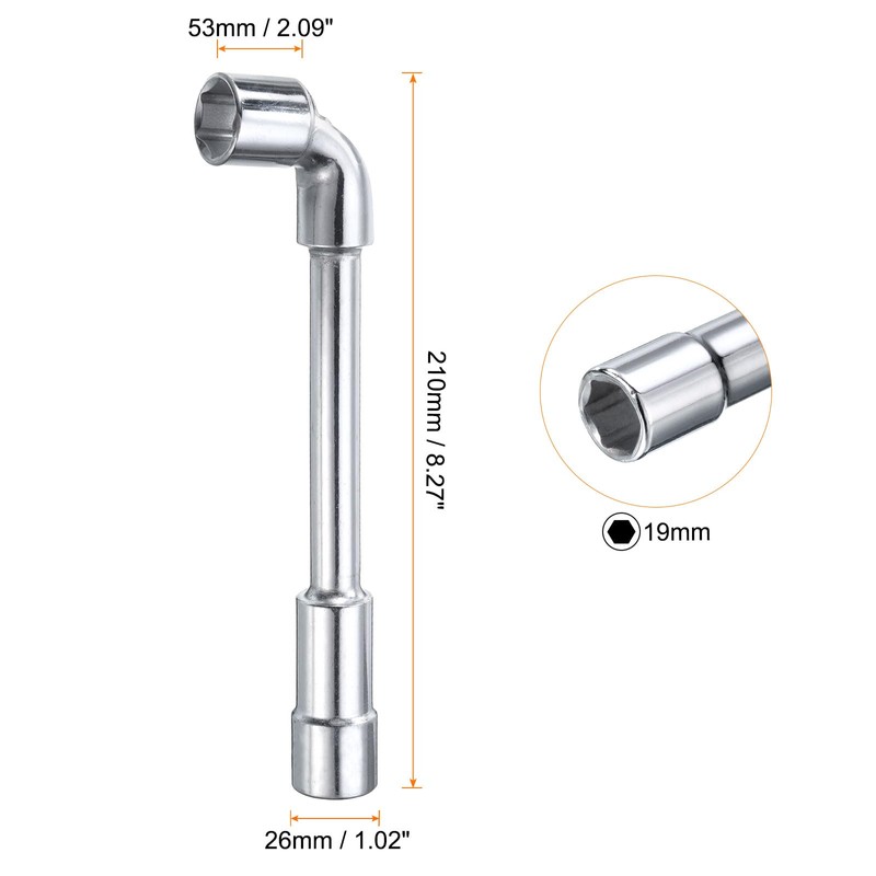 sourcing map L Shaped Angled Hex Socket Wrench 19mm High