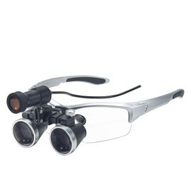 Dental Loupes with Headlamp and Filter，2.5X 3.5X Dental Magnifier with Light (Silver, 3.5, x)