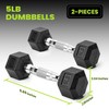 5LBS Rubber Encased Hex Dumbbell Sets for Home Gym, Coated