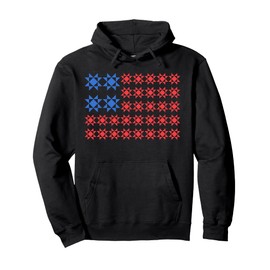 Patriotic American Flag Quilt Quilting Sewing 4th Of July Pullover Hoodie