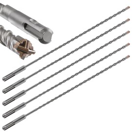 Wensilon Concrete Drill Bit 5pcs 7/32" X 8"-6" Cross-Type Double Thread Carbide Material Suitable for Concrete, Brick, Cement Walls, Stone, Hammer Drill Bits for Concrete