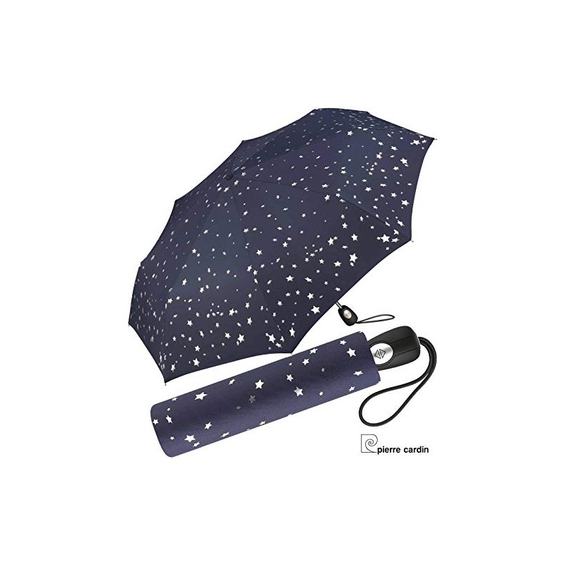 Pierre Gardin Easymatic Light Etoile Metallique Pocket Umbrella, Silver Allover