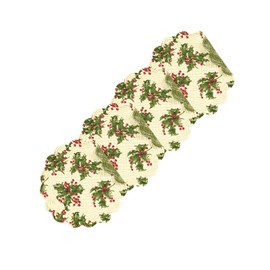 C&F Home Holly Cream Round Cotton Quilted Reversible Machine Washable Placemat Set of 4 Round Placemat Cream