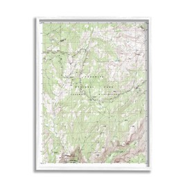Stupell Industries Yosemite National Park and Wilderness Topographic Map Geography, Design by Daphne Polselli White Framed Wall Art, 16 x 20, Green