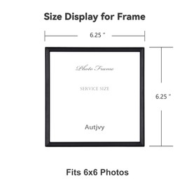 Autjvy 6x6 Picture Frame Set of 2, Black Modern Simple Thin Aluminum Metal Square Photo Frame with HD Glass, Display for Tabletop and Wall, 2 Pack