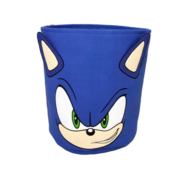 Character World Sonic the Hedgehog Official Storage Bin | Sonic Head Design, Toy Box Laundry Basket | Organiser For Children's Bedroom, Kids Playroom | 38 x 31 x 31cm Cotton Canvas