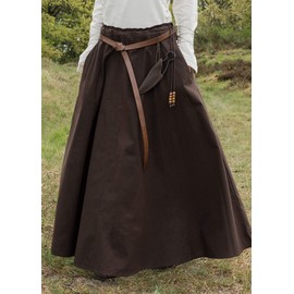 Battle-Merchant Medieval Skirt Women's Cotton Floor Length and Wide Flared in Various Colours S-XXL Medieval LARP Clothing Maid Viking, dark brown