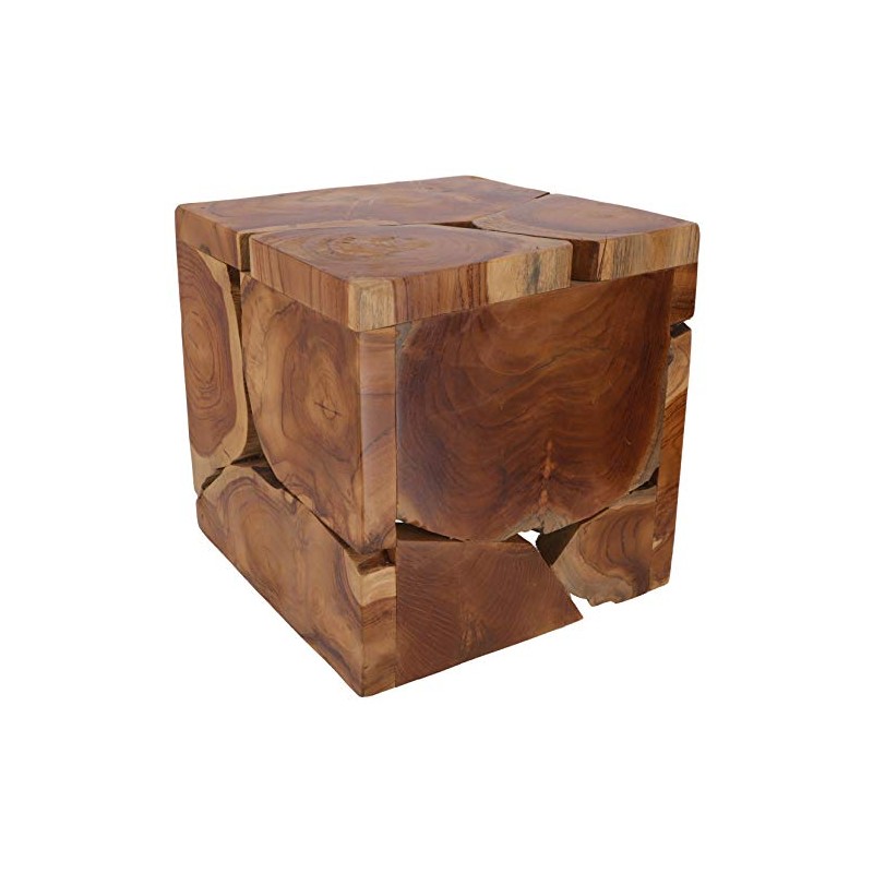 GURU SHOP Decorative Cube Made of Root Wood, Light Object,