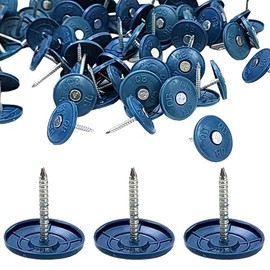 (500 Pack) Round Plastic Cap Nail 1 Inch Roofing Nails Galvanized Tar Paper Nails for House Wrap Fastening Foam Board Roofing Felt Insulation Film (500)