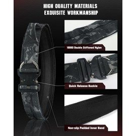 MOVEMINGLE Tactical Belt MOLLE Battle Belt 1.9” with 1.5" Inner Belt Quick Release Metal Buckle Heavy Duty Belts for Men Black Camo XL