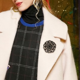 HAISWET Vintage Style Party Art Deco Black Crystal Rhinestone Brooch Pin for Women Grandma Jewelry