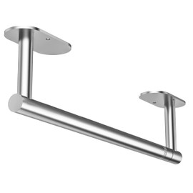 WZKALY Paper Towel Holder Under Cabinet, Self Adhesive or Wall Mounted SUS304 Stainless Steel Paper Towel Holder for Kitchen, Bathroom, Farmhouse, Barbecue and Laundry (Silver)