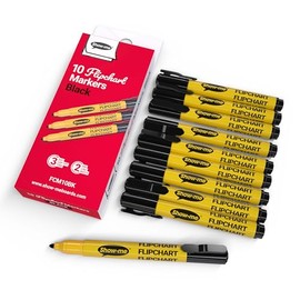 Show Me Flipchart Markers - Box of 10 Bullet-Tip Black