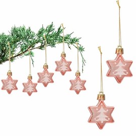 HERZONE 10 x Star Pendants Christmas Decoration Christmas Hanging Stars for Hanging Christmas Tree Decoration Christmas Decoration (A-Pink Gold)