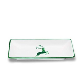 GMUNDNER KERAMIK Snack Bowl Size: L 22 cm x W 11 cm x H 2.7 cm Green Deer Crockery Handmade in Austria