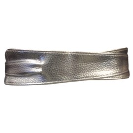 Live It Style It Women's Obi Belt, Wide Waist Band, Lace / Faux Leather, Cinch Tie, One Size, Boho - Silver leather