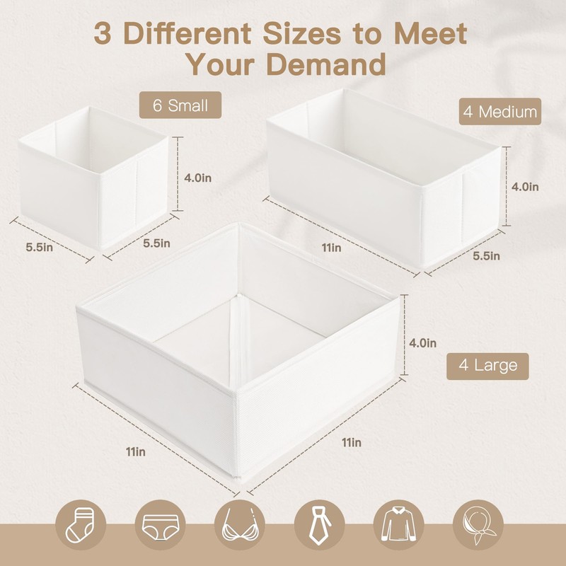 Criusia Drawer Organizer Clothes, 14 Pack Dresser Organizer for Baby