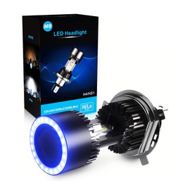 CAR WORK BOX H4 HS1 LED Motorcycle Headlight Bulb with Angel Eye, DC 12V, 6000K White, 1 Pack