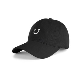 Hebenie Baseball Caps for Women - Cotton Ladies Baseball Caps Adjustable Casual Summer Outdoor Sports Peak Caps for Women Girls UK Smiley Face Embroidered, black, Unit size