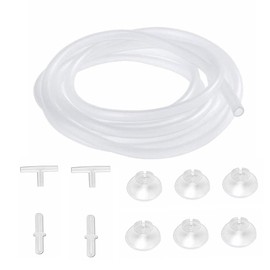 YGTGZ Flexible Air-Line Tubing for Aquarium, 10Meter/ 33Ft，4mm ID x 6mm OD, Silicone Tube, with 6 Suction Cups, 4 Connectors