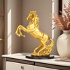 YANTIANCAI Standing Horse Statue, 12.6 Inch Gold Resin Sculpture, Fighting