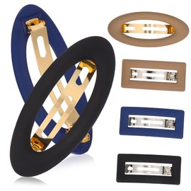 Healvian 6pcs Matte Metal Snap Hair Clips for Women Lightweight Rectangular Oval Hair Barrettes for Daily Use and Special Occasions
