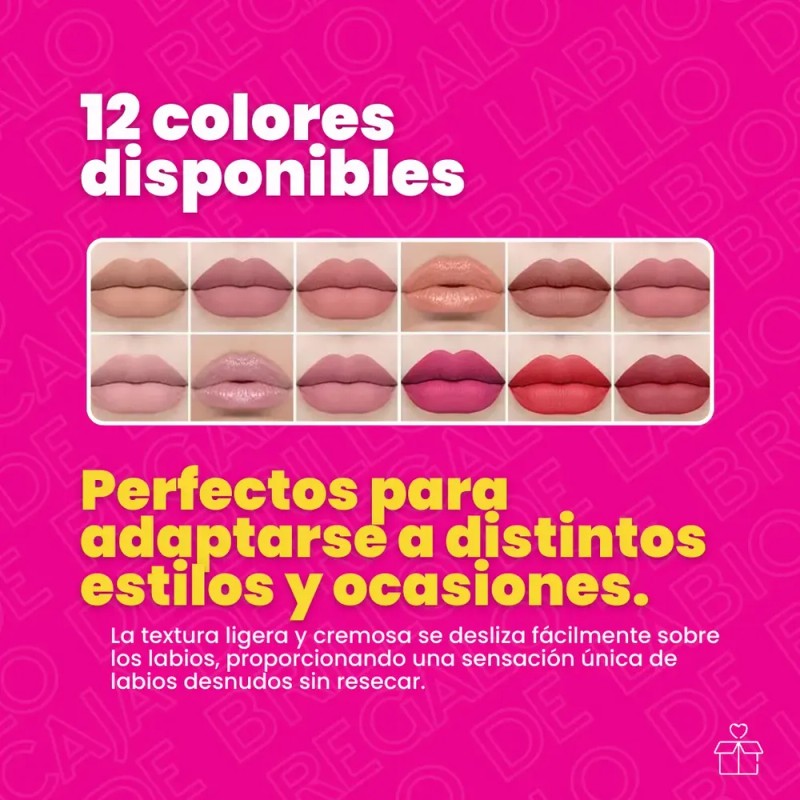 12 Colores Labiales Mate Larga Duracion Pintalabio Regalo