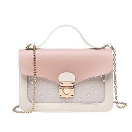 Hjkiopc M?dchenkette Mini Bag, Small Girls Pink Small Bag, Small Girls Handbag, M?dchenhandtasche mit Gro?em Fassungsverm?gen mit abnehmbarer Kette, Star-pink, 3